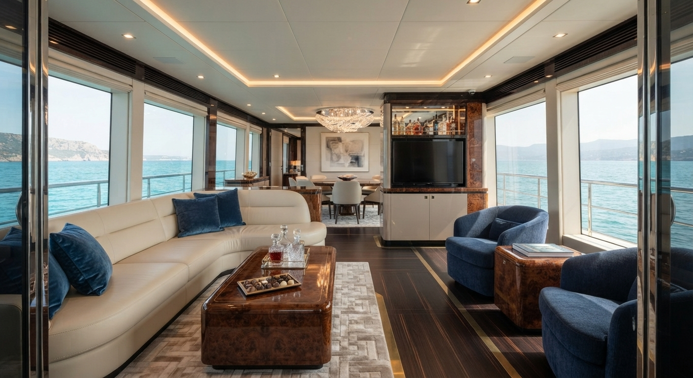 Saloon seating on a superyacht